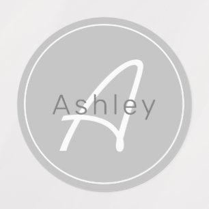 Modern Grey & White Cool Name & Monogram