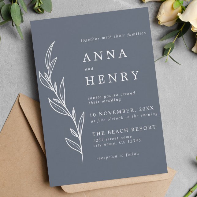 Modern Grey White Eucalyptus Foliage Wedding  Invitation (Creator Uploaded)