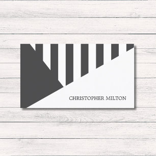 Modern Grey White Geometric Stripes Consultant Business Card