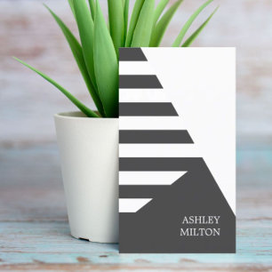 Modern Grey White Geometric Stripes Consultant Business Card