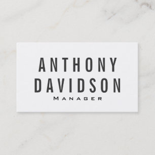 Modern Grey White Huge Letters Business Card