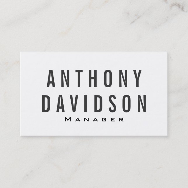 Modern Grey White Huge Letters Business Card (Front)