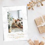 Modern Grey White Marble Two Photo Christmas Holiday Card<br><div class="desc">Modern Grey White Marble Two Photo Christmas Holiday Card</div>