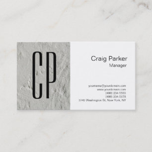 Modern Grey White Minimalist Monogram Professional Business Card