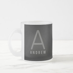 Modern Grey & White Monogrammed Coffee Mug