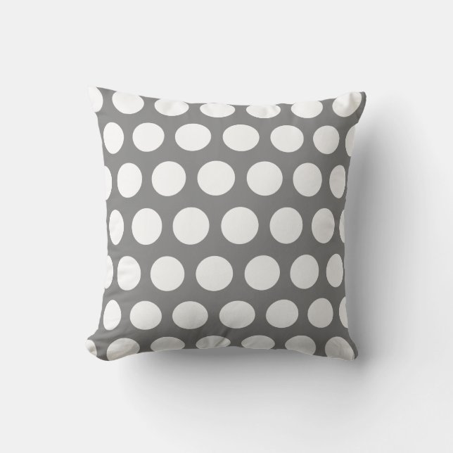 Modern Grey White Polka Dot Pattern Outdoor Cushion (Front)