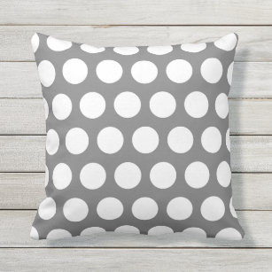 Modern Grey White Polka Dot Pattern Outdoor Cushion