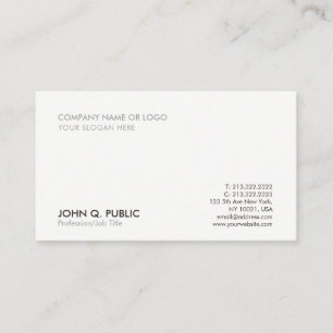 Modern Grey White Professional Simple Elegant Business Card