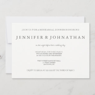 Modern grey & white rehearsal dinner invitations