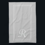 Modern Grey White Striped Monogram Tea Towel<br><div class="desc">Modern Grey White Striped Monogram Kitchen towel</div>