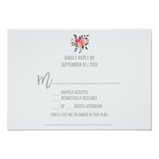 Modern Grey | Winter Flower Song Request RSVP Card