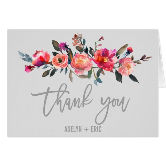 Modern Grey | Winter Flower Wedding Thank You Card