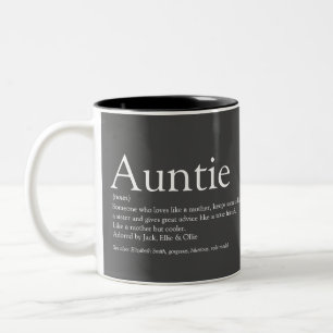 Modern Grey World's Best Aunt Auntie Definition Two-Tone Coffee Mug