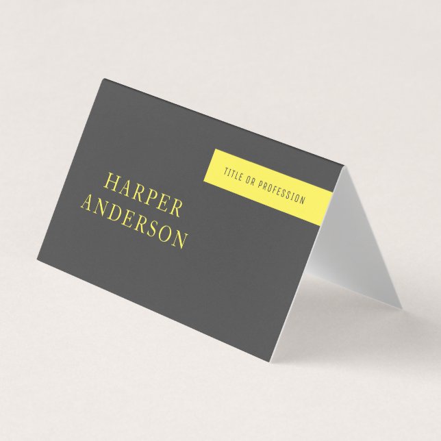 Modern Grey & Yellow Bold  Business Card (Front)