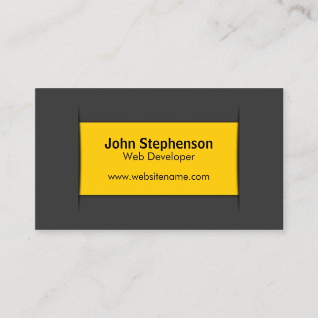 Modern Grey Yellow Business Card (Front)