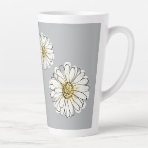 Modern Grey Yellow Daisy Floral Coffee Mug