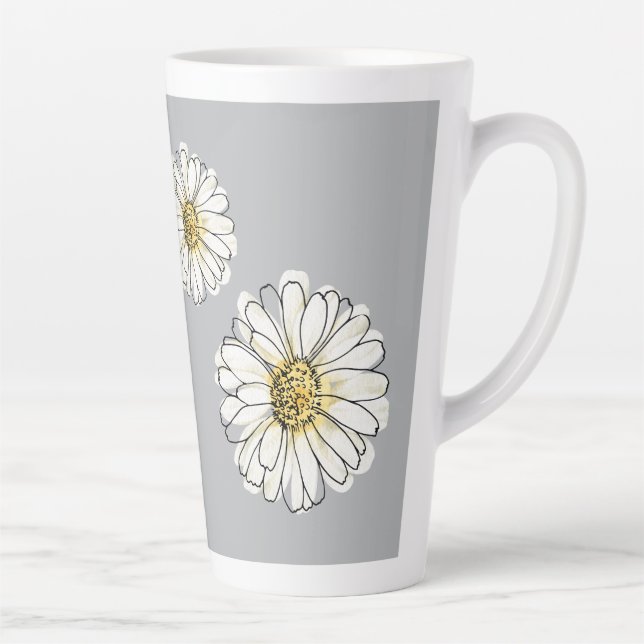Modern Grey Yellow Daisy Floral Coffee Mug (Right)