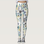 Modern Grey Yellow Floral Watercolor Pattern Leggings<br><div class="desc">This artsy and modern summer/spring design is perfect for the country girl. It features an arsty and elegant hand-painted grey, blue, yellow, black, and teal green watercolor flowers and leaves on top of a simple white background. ***IMPORTANT DESIGN NOTE: For any custom design request such as matching product requests, colour...</div>