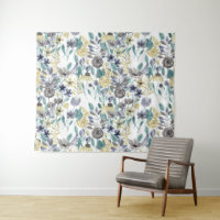 Modern Grey Yellow Floral Watercolor Pattern