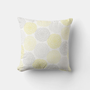 Modern Grey Yellow Flowers Cushion