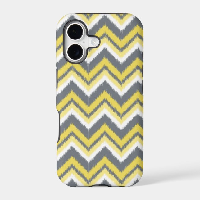 Modern Grey Yellow ikat Chevron Pattern (Back)