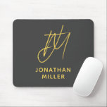 Modern Grey Yellow Monogram Mouse Mat<br><div class="desc">Keep your workspace stylish and functional with this Modern Grey Mustard Yellow Monogram Mouse Pad. The sleek design features a customisable monogram on a dark grey background, and the non-slip rubber base ensures a secure grip on any surface. Perfect for both personal and professional use, this mouse pad is a...</div>