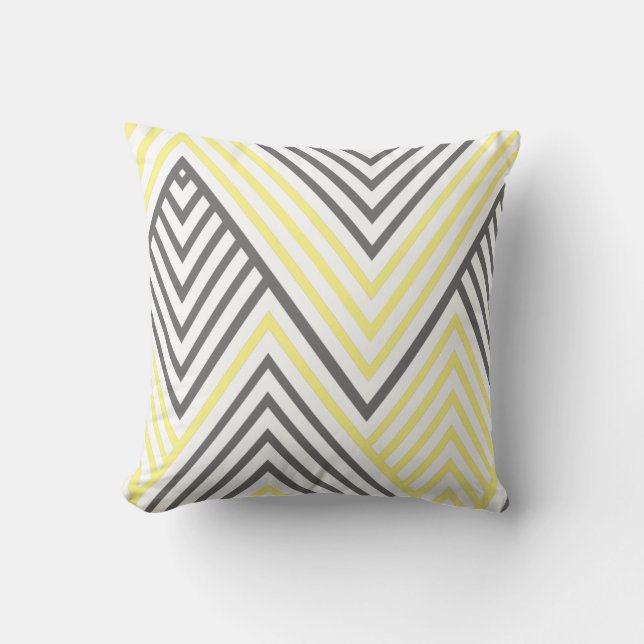 Modern Grey Yellow Pattern Cushion (Front)