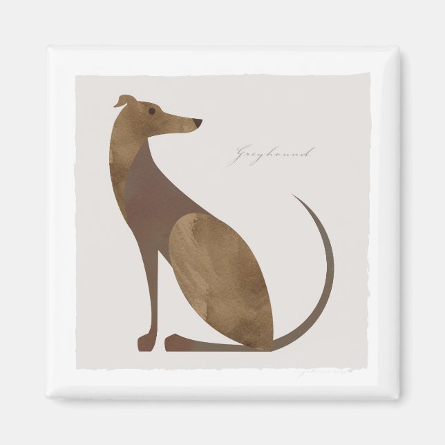 Modern Greyhound Portrait Magnet (Front)