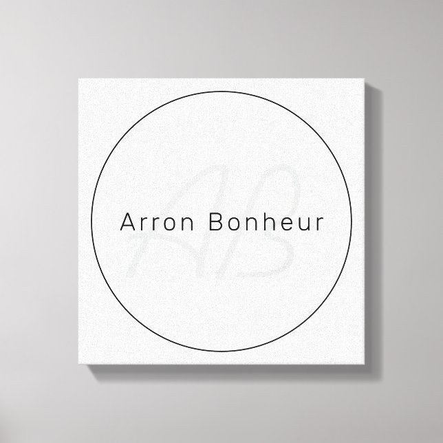 Modern Greys & Black | Cool Name & Monogram Canvas Print (Front)