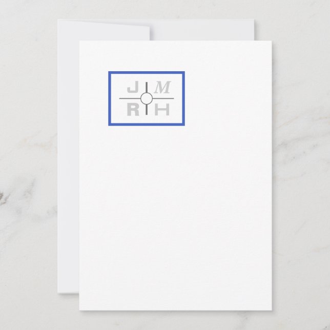 Modern Grid Blue Wedding Invitation (Front)
