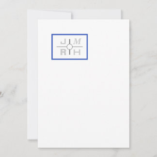 Modern Grid Blue Wedding Invitation