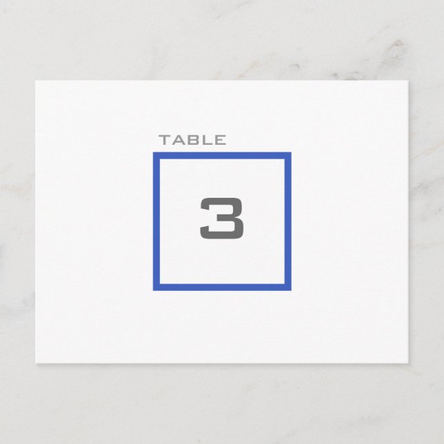 Modern Grid Blue Wedding Reception Table Numbers Postcard (Front)