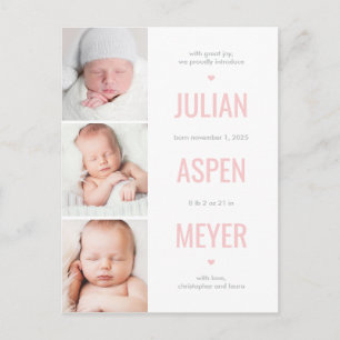 Modern Grid Editable Colour Announcement Postcard