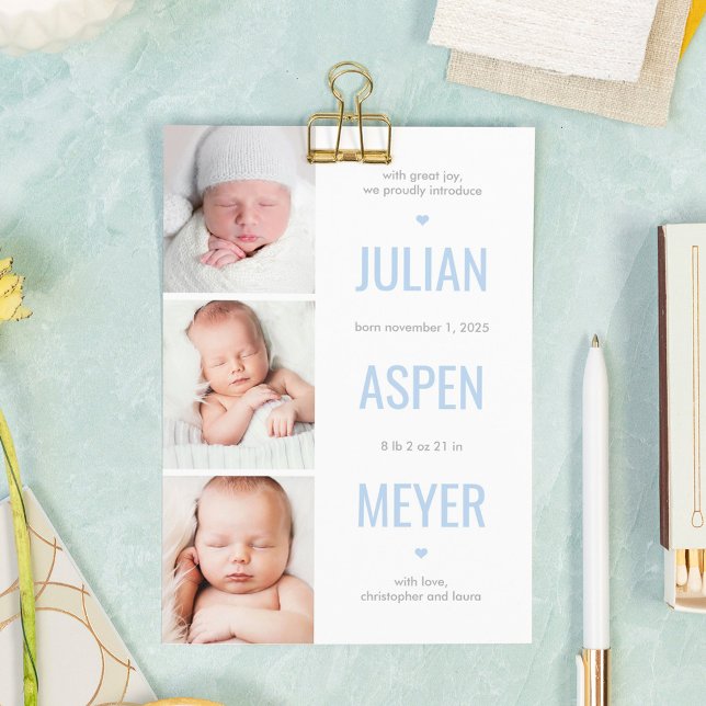 Modern Grid Editable Colour Baby Birth Announcemen Holiday Card (Creator Uploaded)