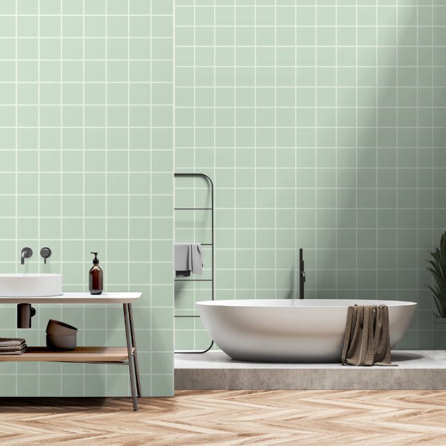 Modern Grid Pattern Wallpaper (Bathroom)