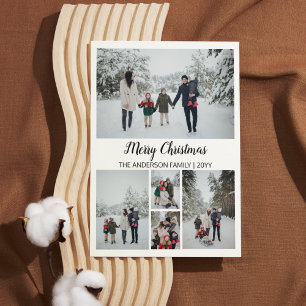 Modern Grid Photo Merry Christmas Holiday Card