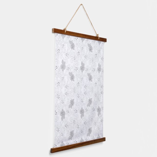 Modern Grid Tapestry | Black & White Wall Art (Angled 2)