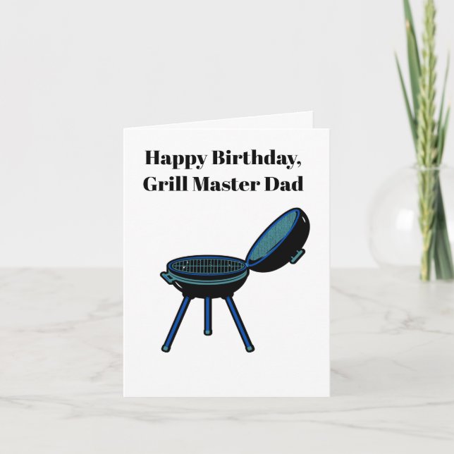 Modern Grill Master Happy Birthday Card for Dad (Front)