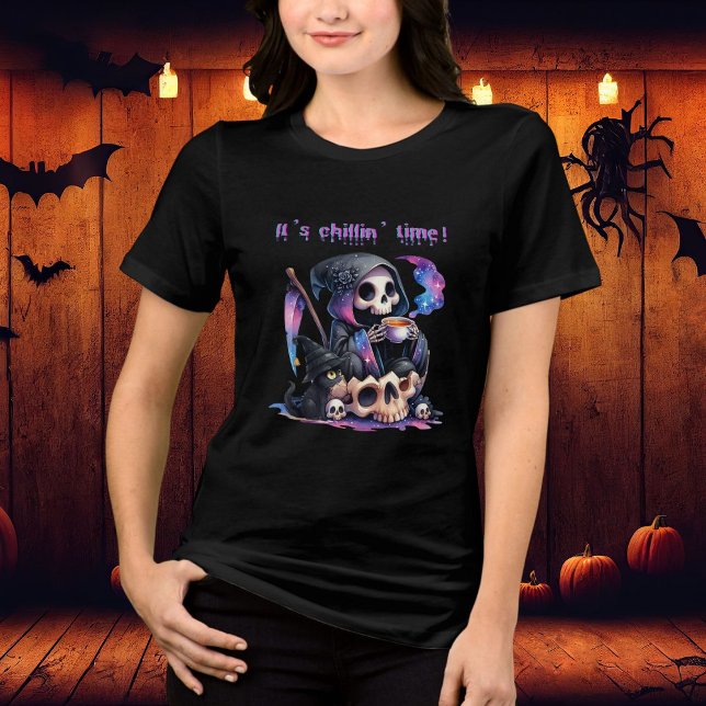 Modern Grim Reaper Halloween It's Chillin' Time Tri-Blend Shirt (Creator Uploaded)