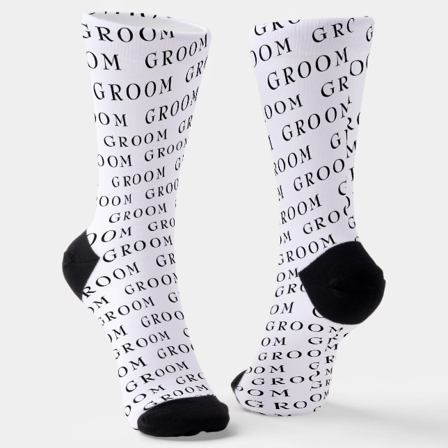 Modern Groom Typography Pattern Socks (Angled)