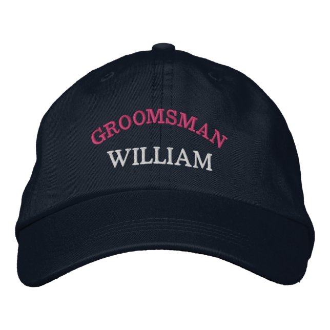 Modern Groomsman Bachelor Party Custom Embroidered Hat (Front)