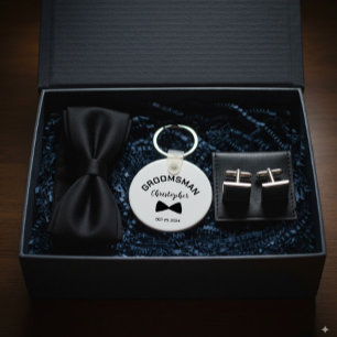 Modern Groomsman Personalised Wedding Key Ring
