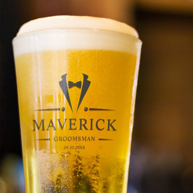 Modern Groomsmen Gift Classic Elegant Wedding Beer Glass (Creator Uploaded)