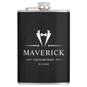 Modern Groomsmen Gift Classic Wedding Favours Blac Hip Flask