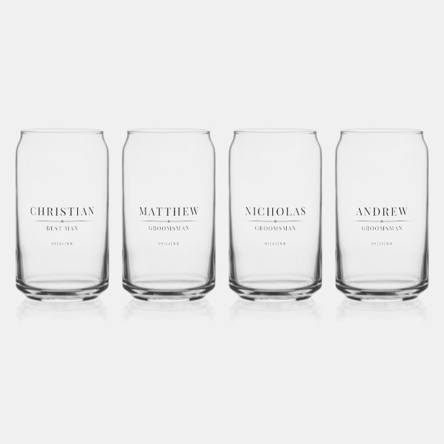 Modern Groomsmen Gift Elegant Best Man Wedding Can Glass (Front)