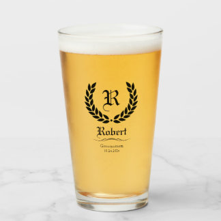 Modern Groomsmen Gifts Personalised Monogram Beer Glass