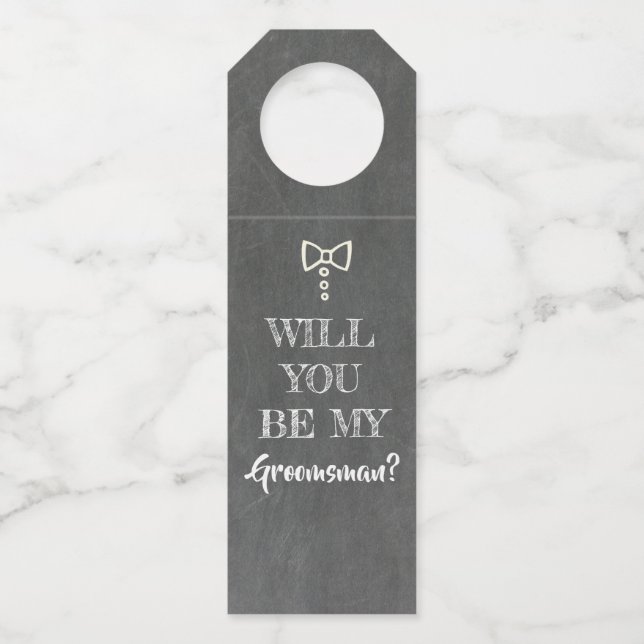 Modern Groomsmen Proposal Beer Labels Bottle Tag (Front)