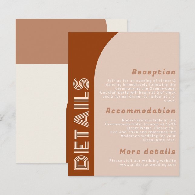 Modern Groovy Arch Retro Terracotta Wedding (Front/Back)