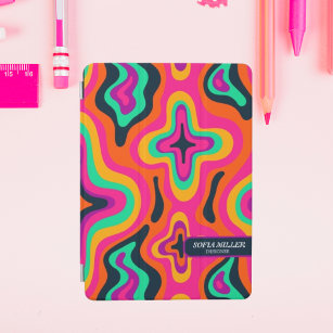 Modern Groovy Coloful Retro Rainbow Boho Abstract iPad Mini Cover