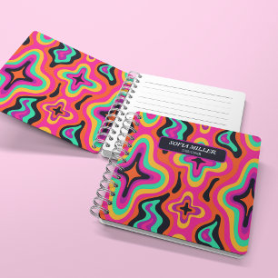 Modern Groovy Coloful Retro Rainbow Boho Abstract Notebook